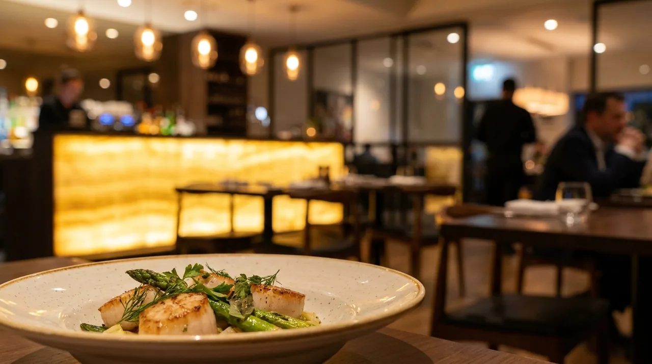 Upscale plated seafood dish at a Closter, NJ restaurant