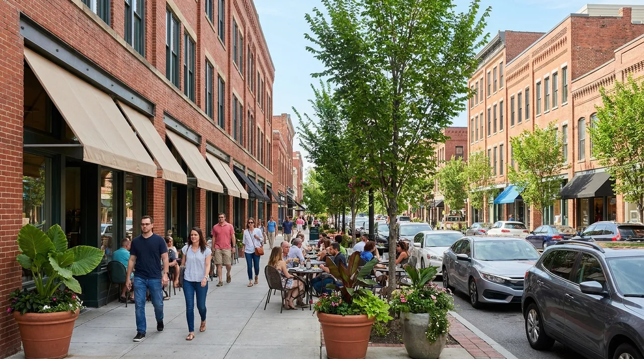 Shops and cafes along Palisade Avenue in downtown Englewood NJ