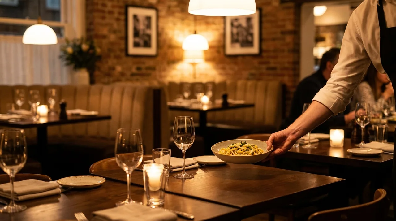 Warm upscale Italian restaurant interior in Franklin Lakes, NJ
