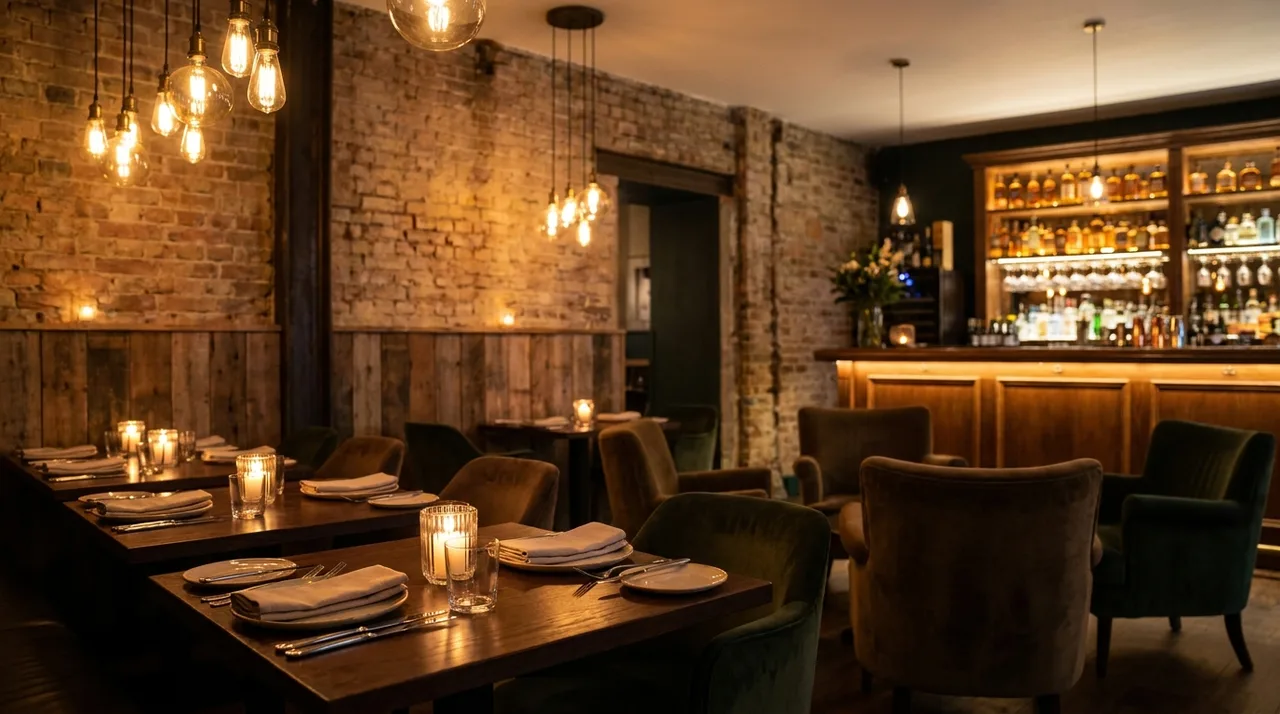 Warm candlelit interior of an upscale local restaurant in Hillsdale, NJ
