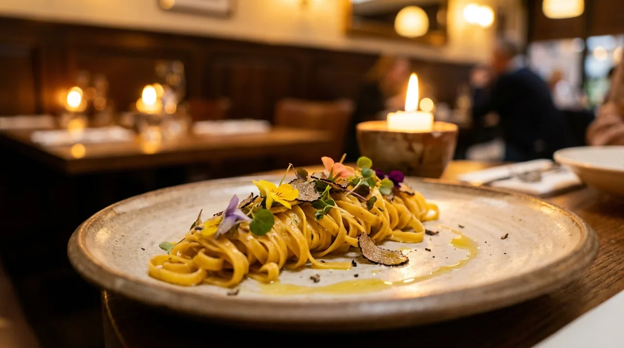Beautifully plated pasta dish at an upscale restaurant in Park Ridge, NJ