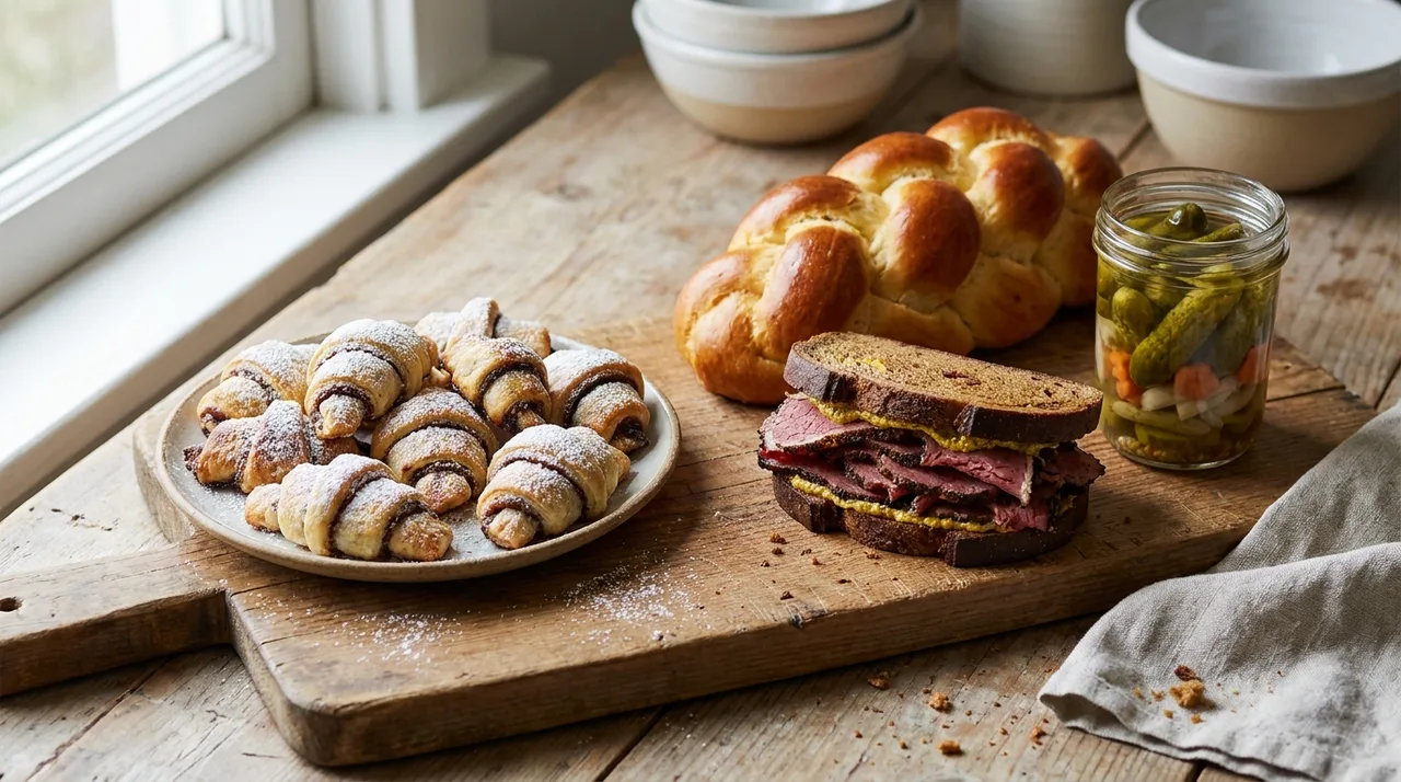 Challah, pastrami on rye and rugelach from a Teaneck NJ bakery